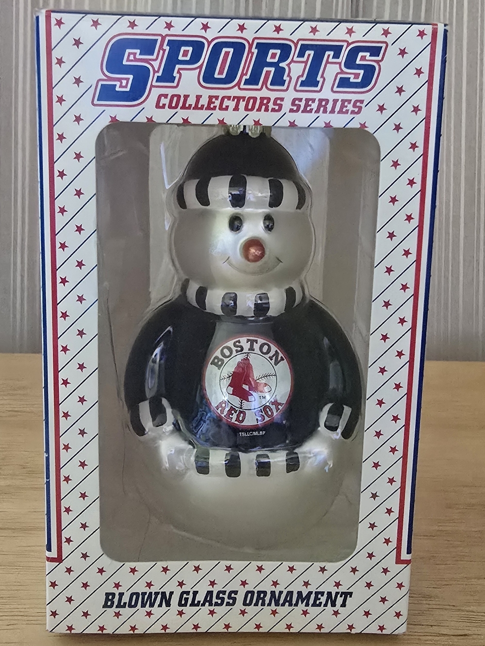 Snowman Blown Glass Ornament - Black & White